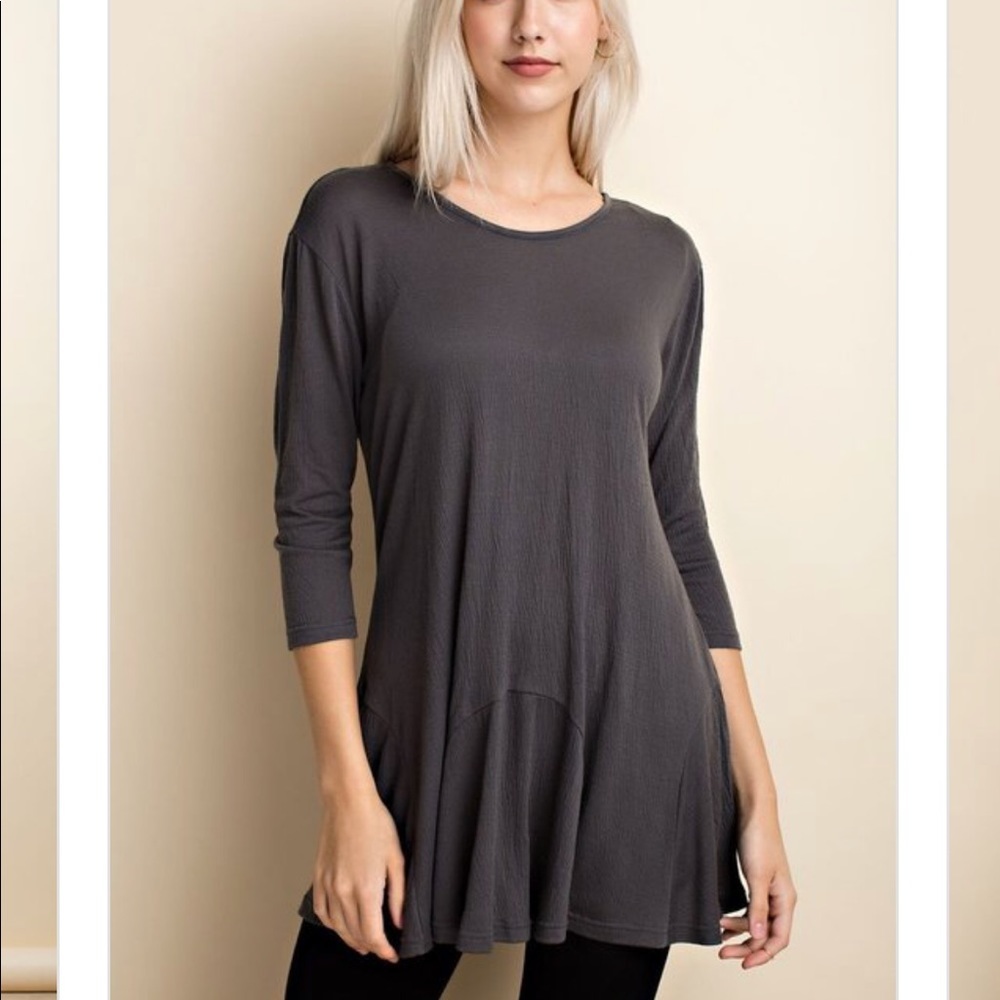 ✨ Charcoal Ruffled Hem Tunic